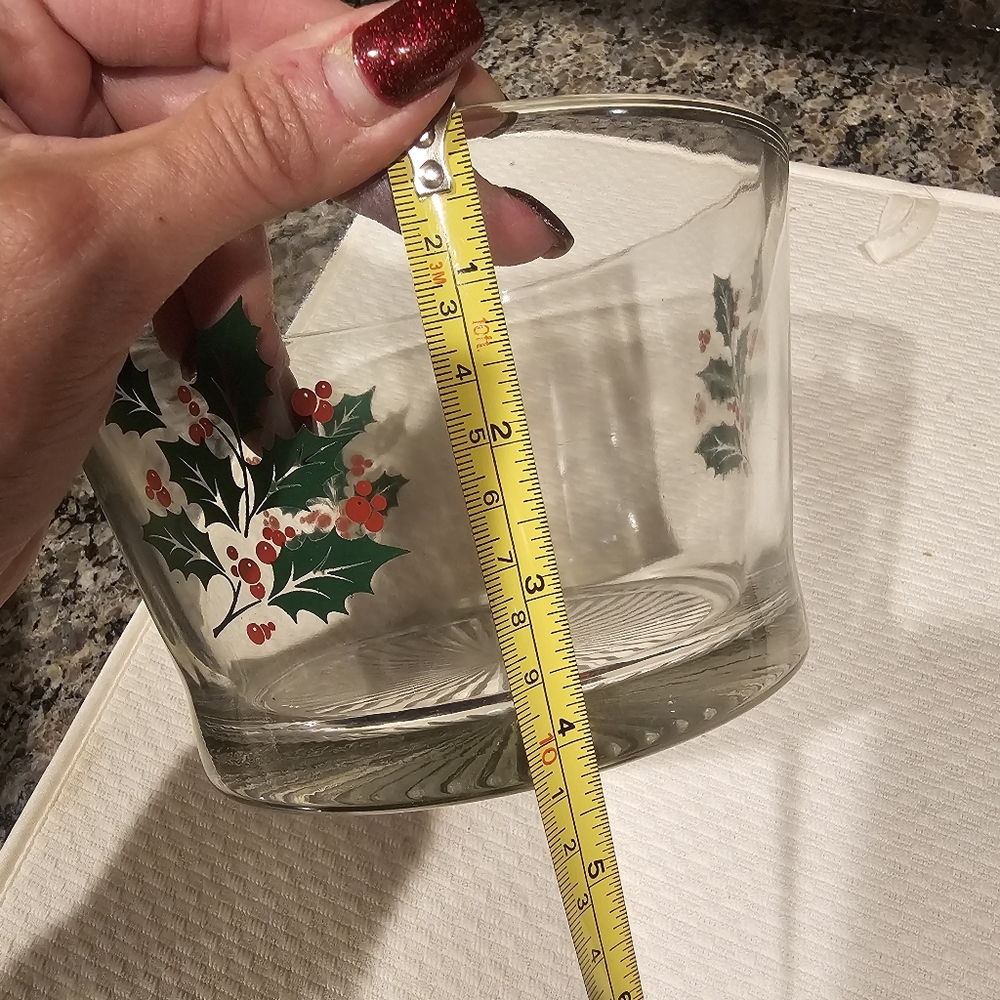 Festive Glass Bowl with Holly Design